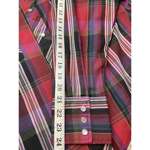 Plainsman Men's Long Sleeve Pearl Snap Red Plaid Shirt L 16-16.5 - Picture 7 of 9